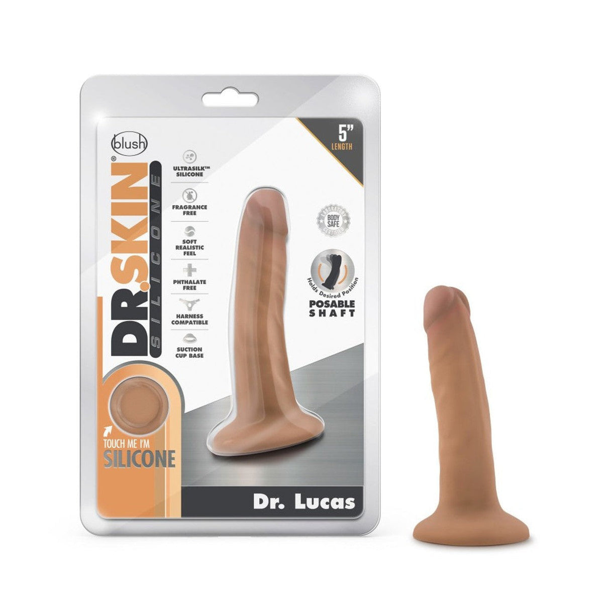 Dr. Skin Dr. Lucas 5 Inch Silicone Dildo - Mocha