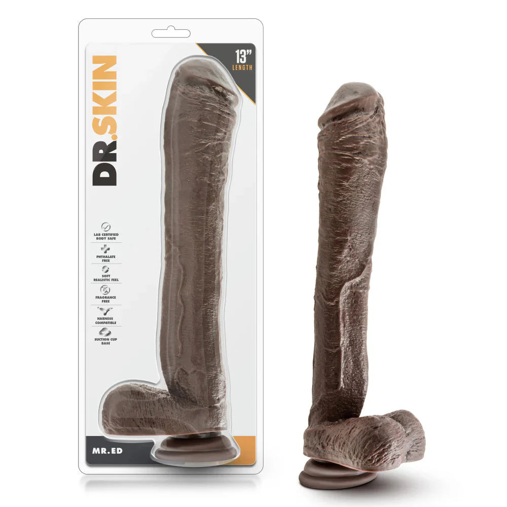 Dr. Skin Mr. Ed 13 Inch Dildo - Chocolate