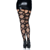 Faux Wrap Industrial Net Garter Belt Stockings