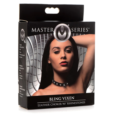 Fierce Vixen Leather Choker with Rhinestones