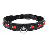 Fierce Vixen Leather Choker with Rhinestones - Red