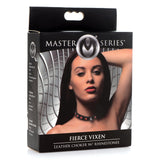 Fierce Vixen Leather Choker with Rhinestones - Red