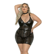 Flame Fetish Mistress Lasercut Lattice Chemise with Choker & Thong - 1X/2X