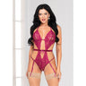 Floral Lace Strappy Teddy with Open Crotch