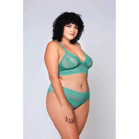 Geometric Lace Bralette & Hipster Teal