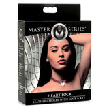 Heart Lock Leather Choker with Lock and Key