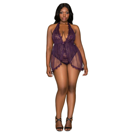 Lace & Sheer Skirted Teddy