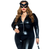 Leg Avenue Faux Leather Zipper Front Catsuit - Plus