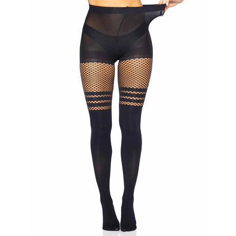 Leg Avenue Seamless Opaque Faux Thigh High Pantyhose