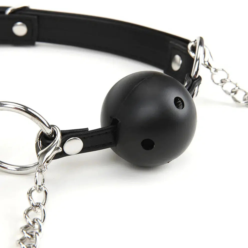 Lux Fetish Breathable Gag with Nipple Clamp