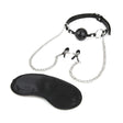 Lux Fetish Breathable Gag with Nipple Clamp