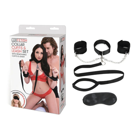 Lux Fetish Collar Cuffs & Leash Set
