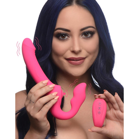 Mighty Licker Licking & Vibrating Strapless Strap-on with Remote