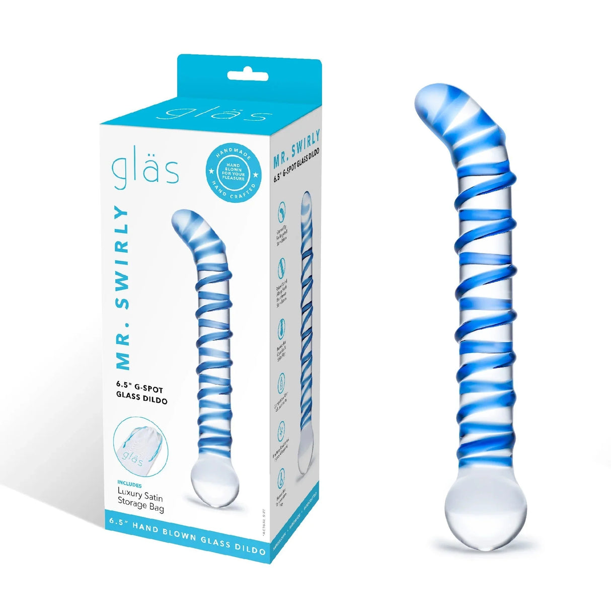 Glas Mr. Swirly 6.5 Inch Glass Curved Dildo