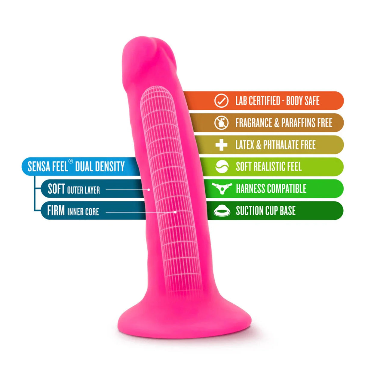 Neo Dual Density Harness Compatible Dildo Toy