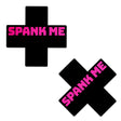 Pastease Liquid Black Cross with Pink 'Spank Me' Nipple Pasties