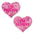 Pastease Liquid Pink Heart with 'I'm Horny' Nipple Pasties