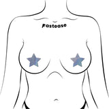 Pastease Two-Pair Small Silver Glitter Star Nipple Pasties