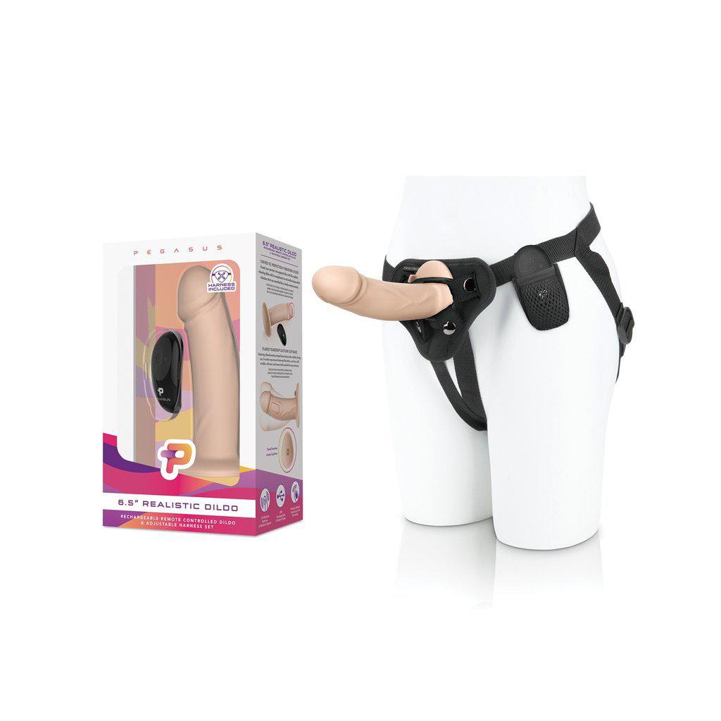 Pegasus 6.5" Rechargeable Dildo Harness Set