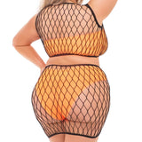 Pink Lipstick Crave You Large Fishnet Cami Top & Skirt, Bandeau Top & Panty - Queen