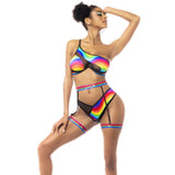 Pride One Shoulder Top, Garter Belt & Panty