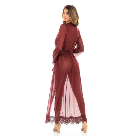 Provence Eyelash Lace Floor Length Robe Zinfandel