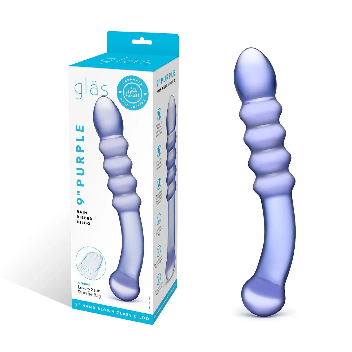 Purple Rain Ribbed Glass Dildo