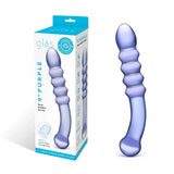 Purple Rain Ribbed Glass Dildo