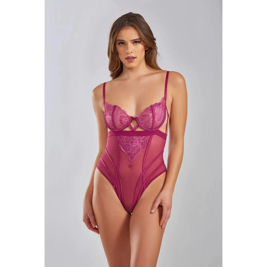 Quinn Cross Dyed Galloon Lace & Mesh Teddy