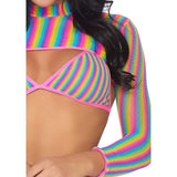 Rainbow Fishnet Top Set