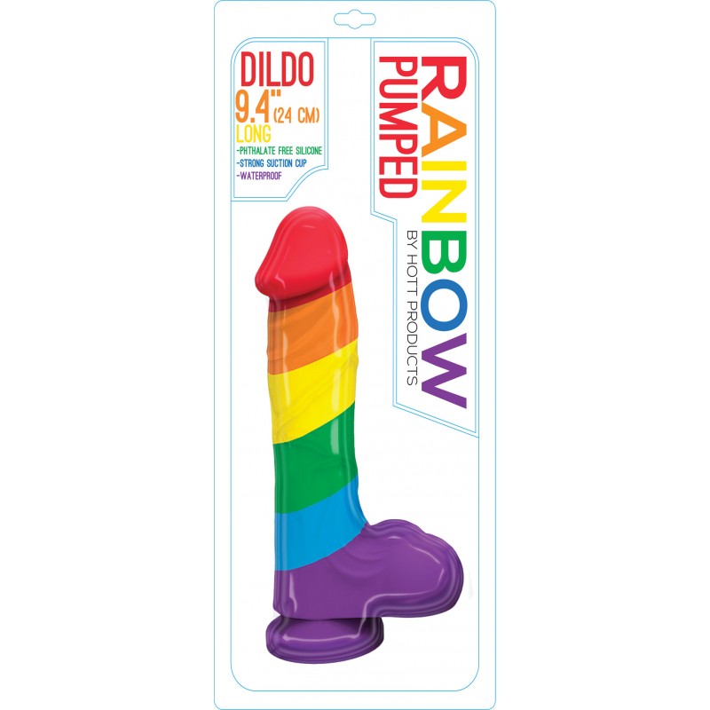 Rainbow Pumped Suction Cup Dildo