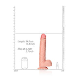 RealRock 12 Inch Straight Dildo With Balls and Suction Cup - Beige