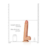 RealRock 12 Inch Straight Dildo With Balls and Suction Cup - Tan