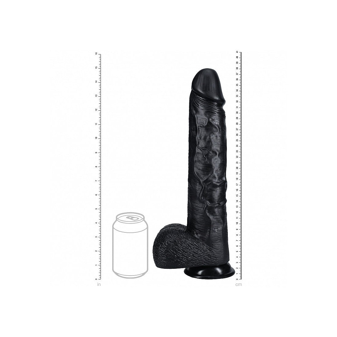 RealRock 15 Inch Dildo with Balls - Black