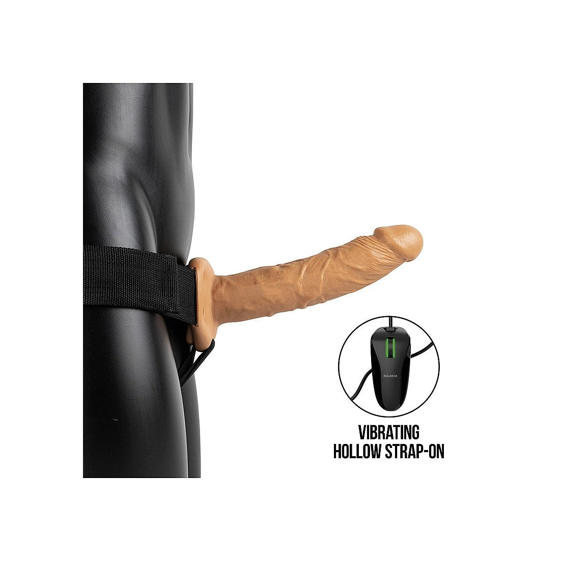 RealRock 8 Inch Vibrating Hollow Strap-On