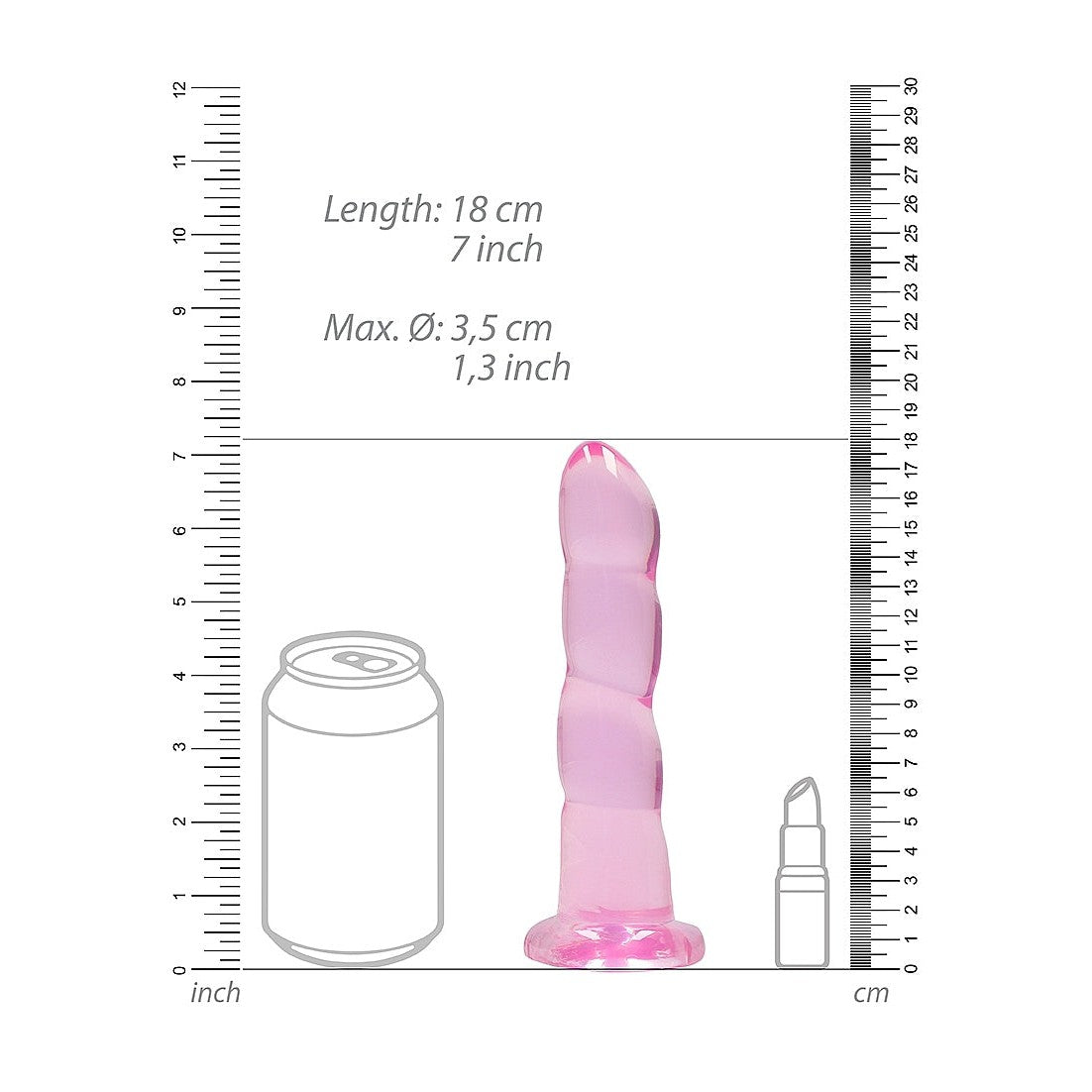 RealRock Crystal Clear 7 Inch Flexible Non Realistic Pink Dildo