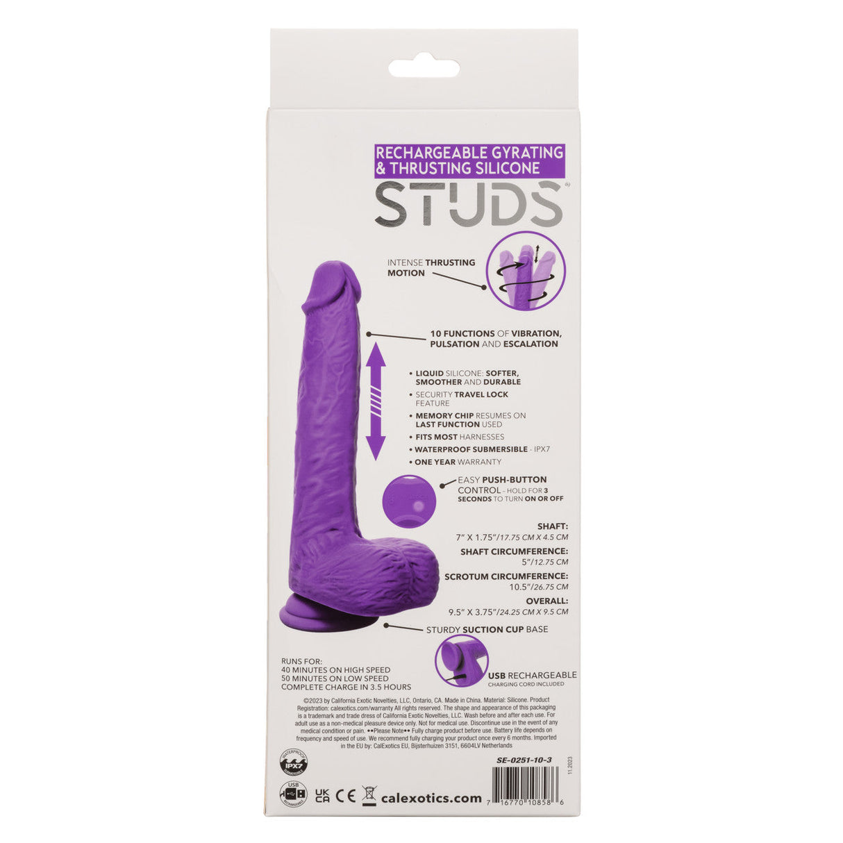 Rechargeable Gyrating & Thrusting Silicone Dildo