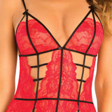 Rene Rofe Caged Lace Garter Chemise
