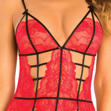 Rene Rofe Caged Lace Garter Chemise