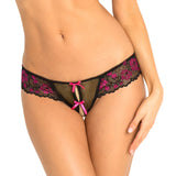 Rene Rofe Crotchless Lace Thong Panty with Bows