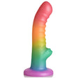 Ribbed Rainbow Silicone Dildo