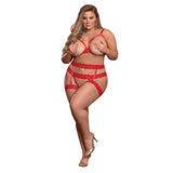 Risque Business Cupless Bra, Garter & Crotchless Panty