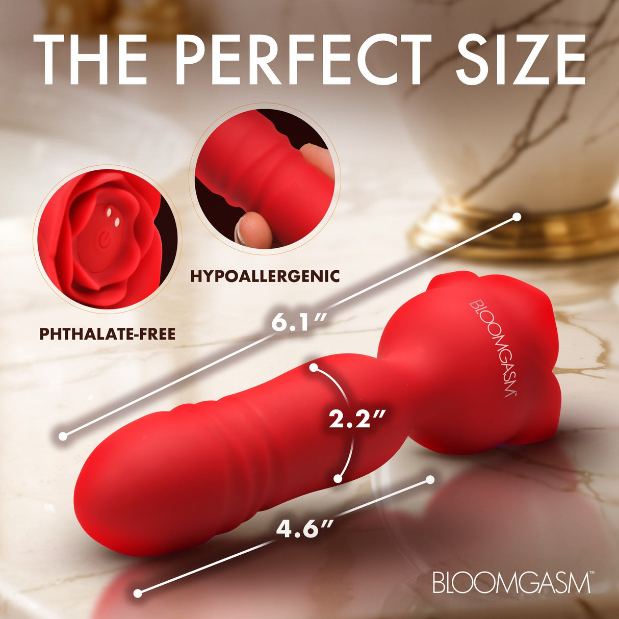 Rose Delight Silicone Thrusting Vibrator