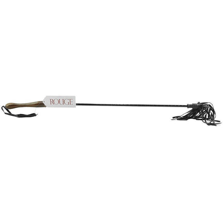 Rouge Leather Riding Crop with Wooden Handle