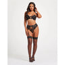 Scalloped Lace Bra, Garter Belt & Thong Set