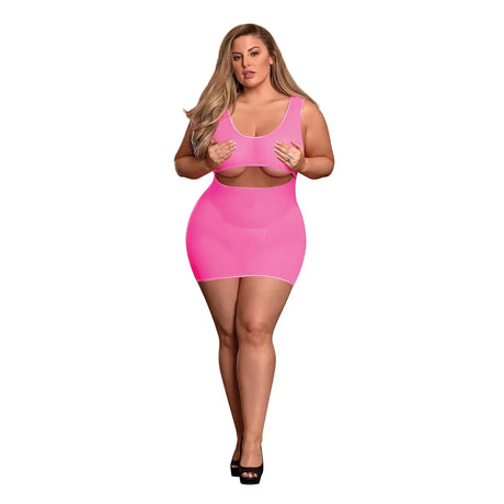 Sheer Mesh Underboob Dress & Crotchless G-String - Queen