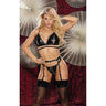 Shirley of Hollywood Holiday Rhinestone Trimmed Open Cup Bra, Garterbelt & Panty Set