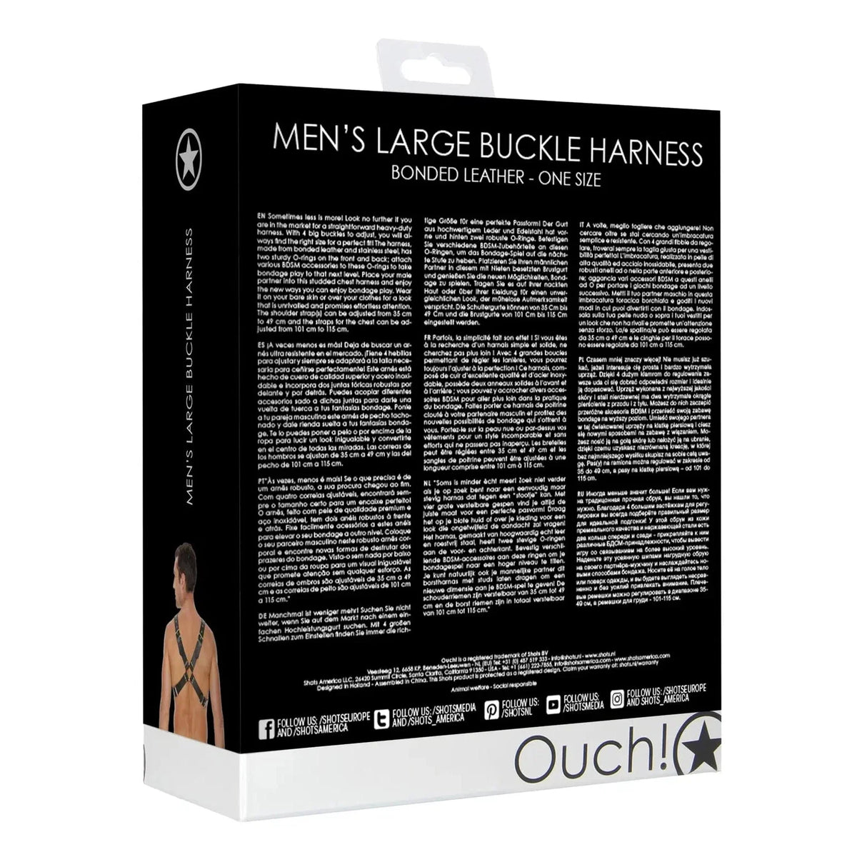 Shots Ouch Men's Large Buckle Harness