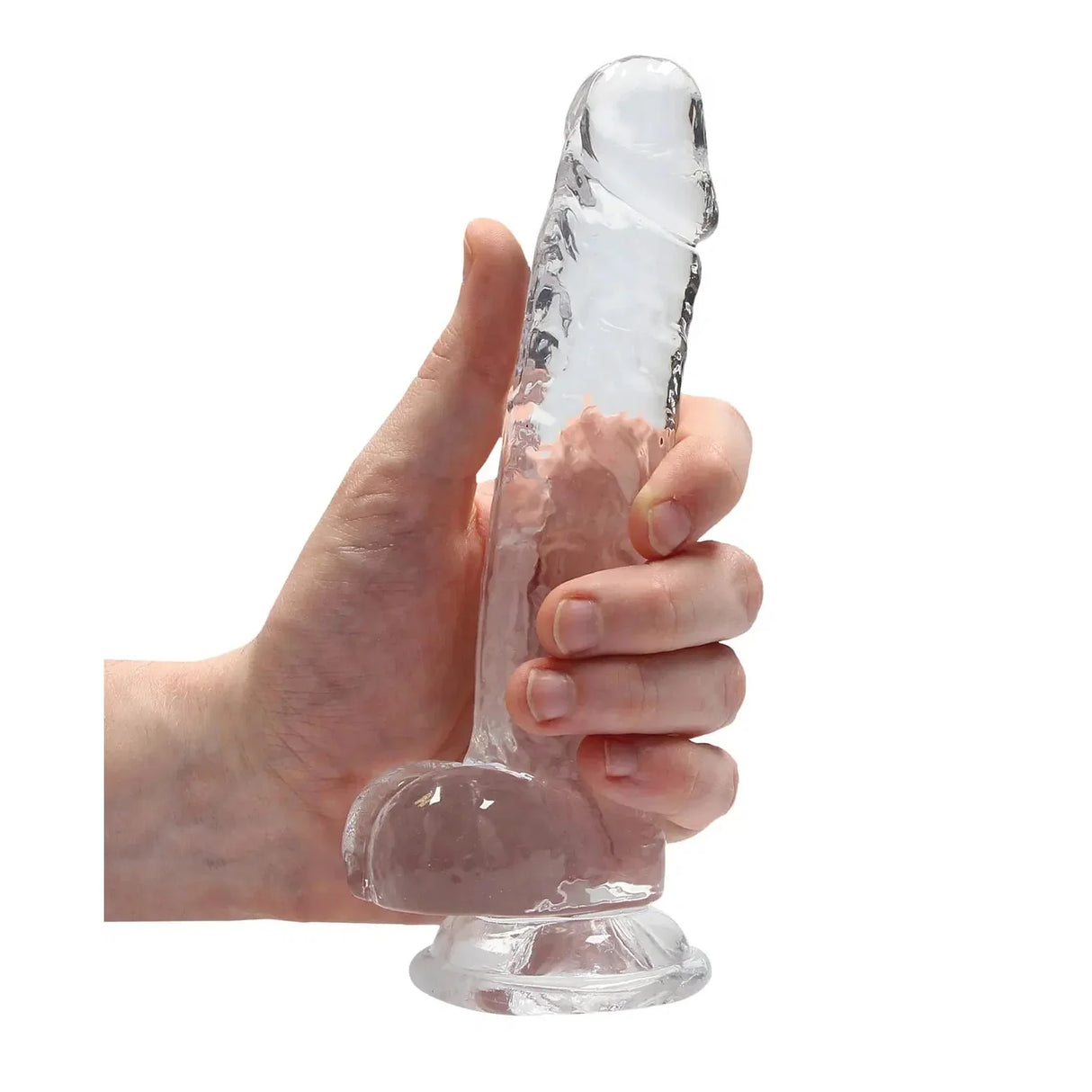 Shots Realrock Realistic Crystal Clear Dildo with Balls