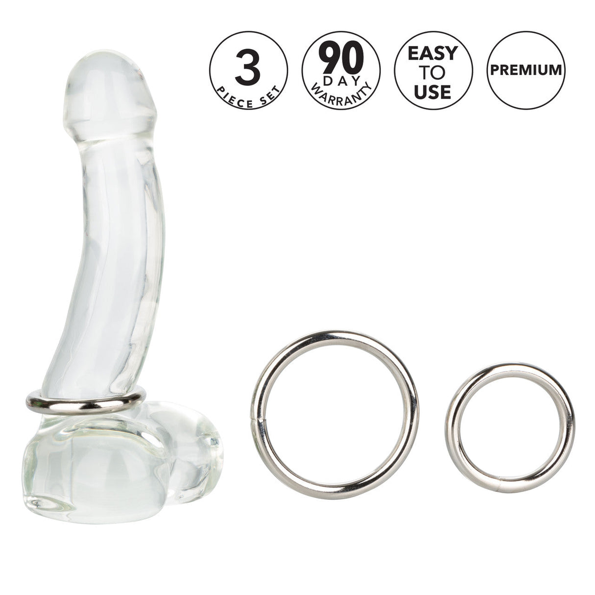 Silver Rings Metal Cock Ring Set